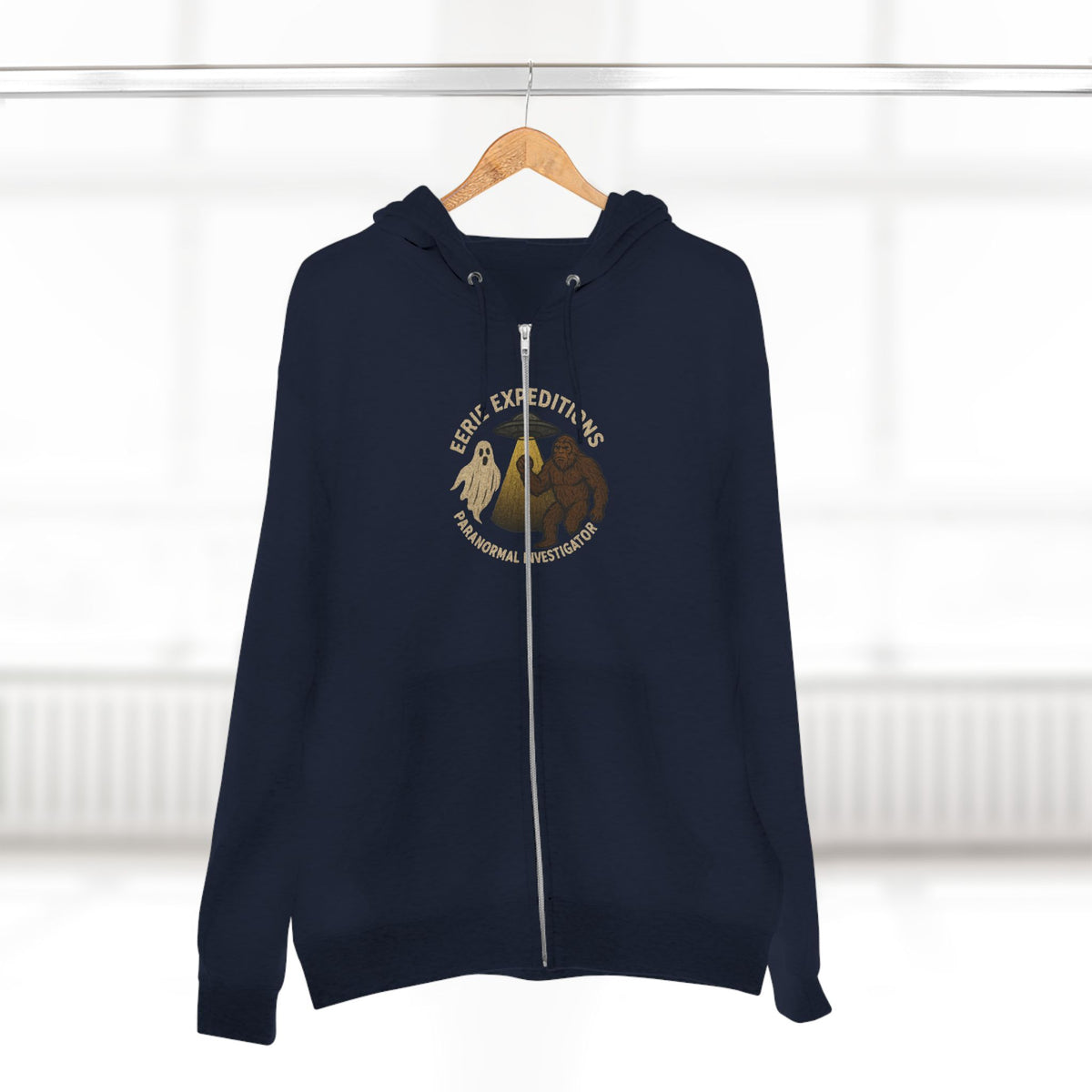 Clown Motel Zip Hoodie — Retro RV Road Trip Graphic Zip-Up