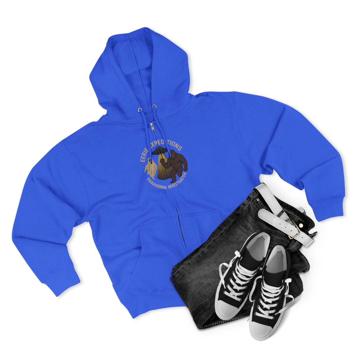 Clown Motel Zip Hoodie — Retro RV Road Trip Graphic Zip-Up