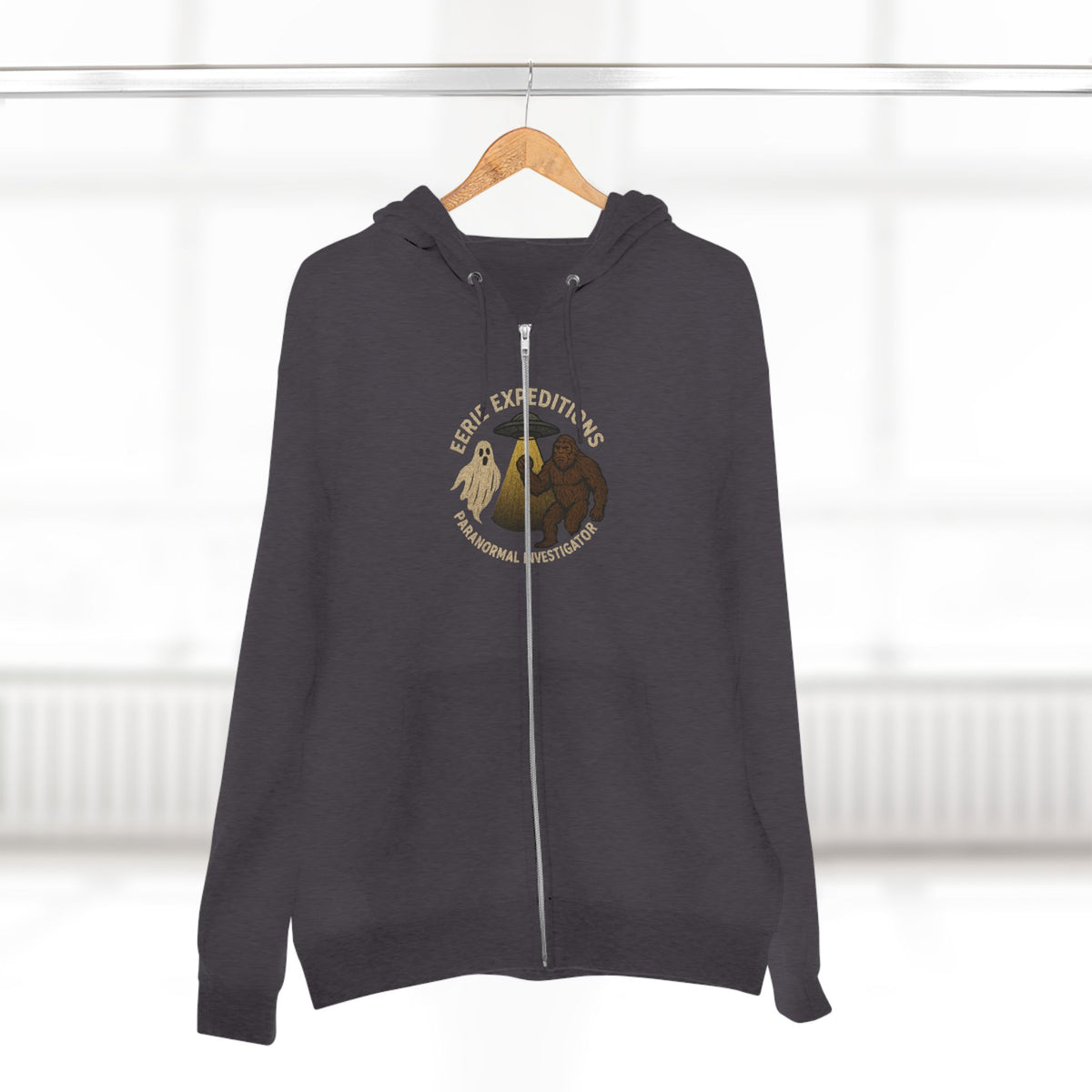 Clown Motel Zip Hoodie — Retro RV Road Trip Graphic Zip-Up