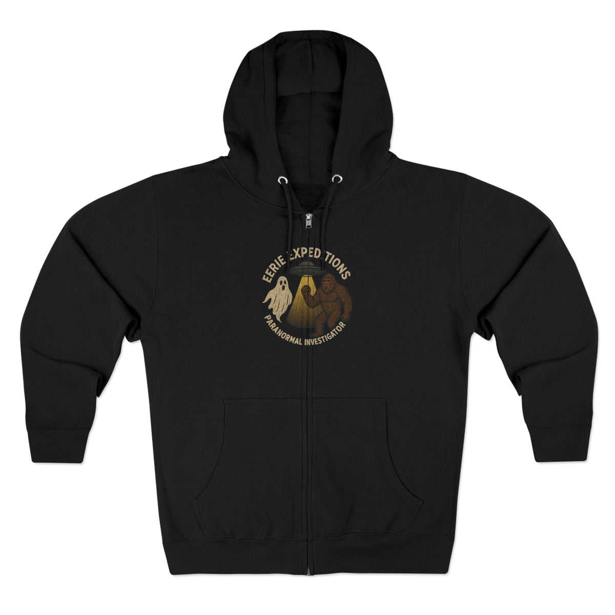 Clown Motel Zip Hoodie — Retro RV Road Trip Graphic Zip-Up