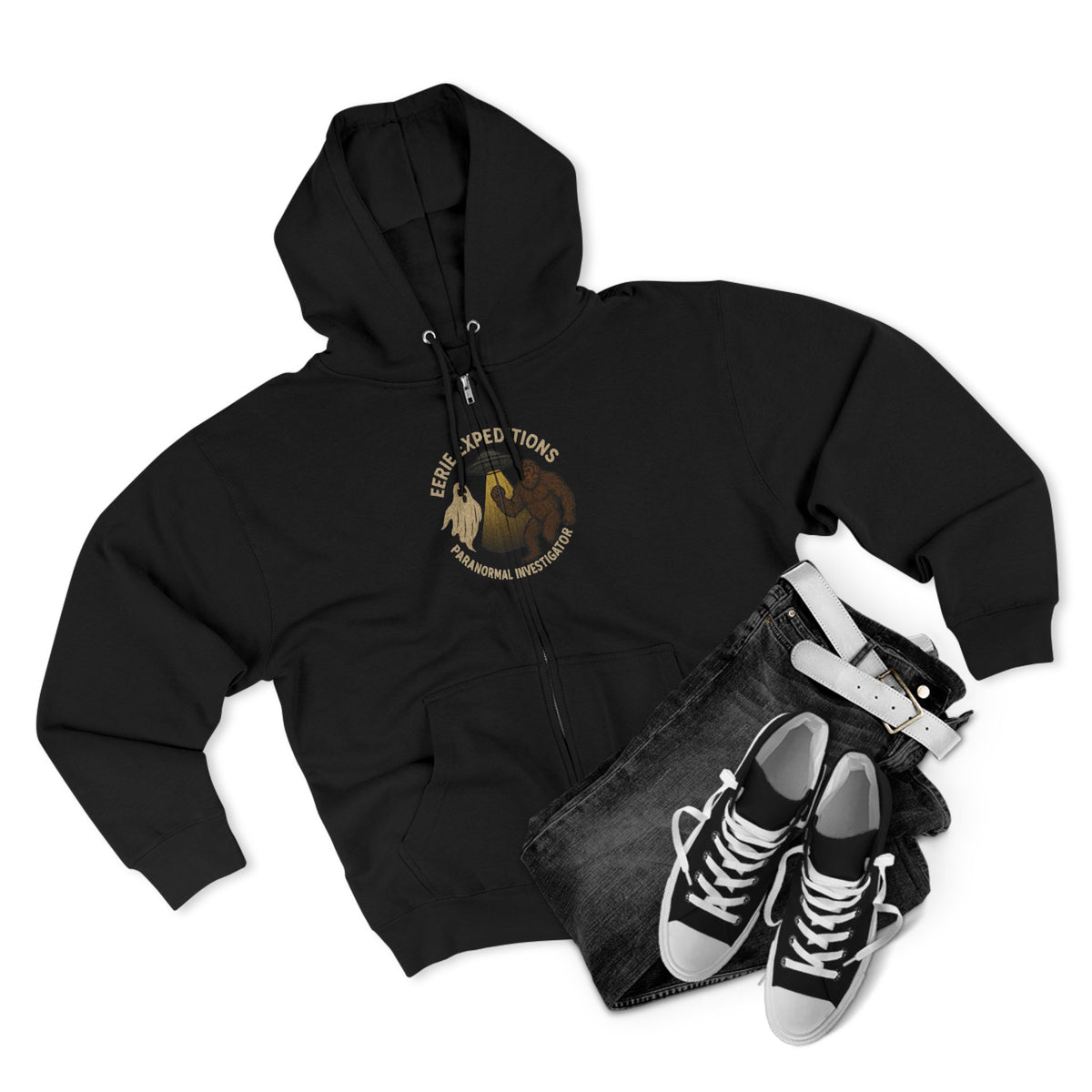 Clown Motel Zip Hoodie — Retro RV Road Trip Graphic Zip-Up