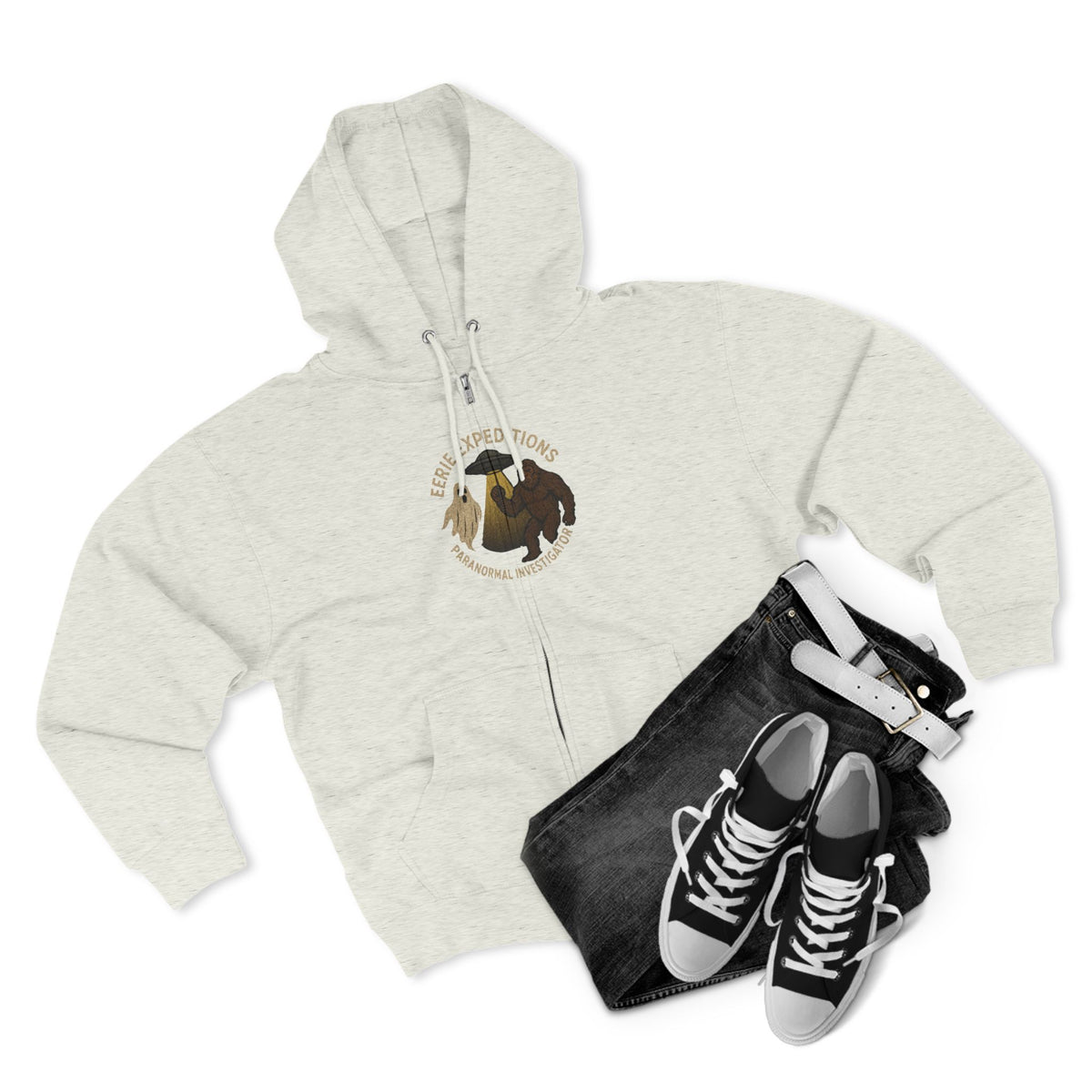 Clown Motel Zip Hoodie — Retro RV Road Trip Graphic Zip-Up