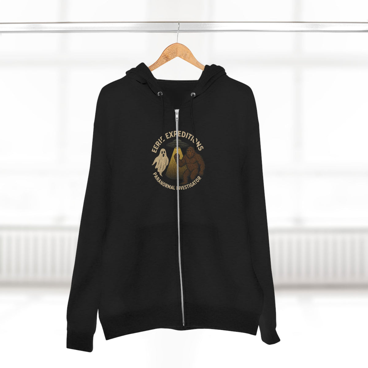 Clown Motel Zip Hoodie — Retro RV Road Trip Graphic Zip-Up