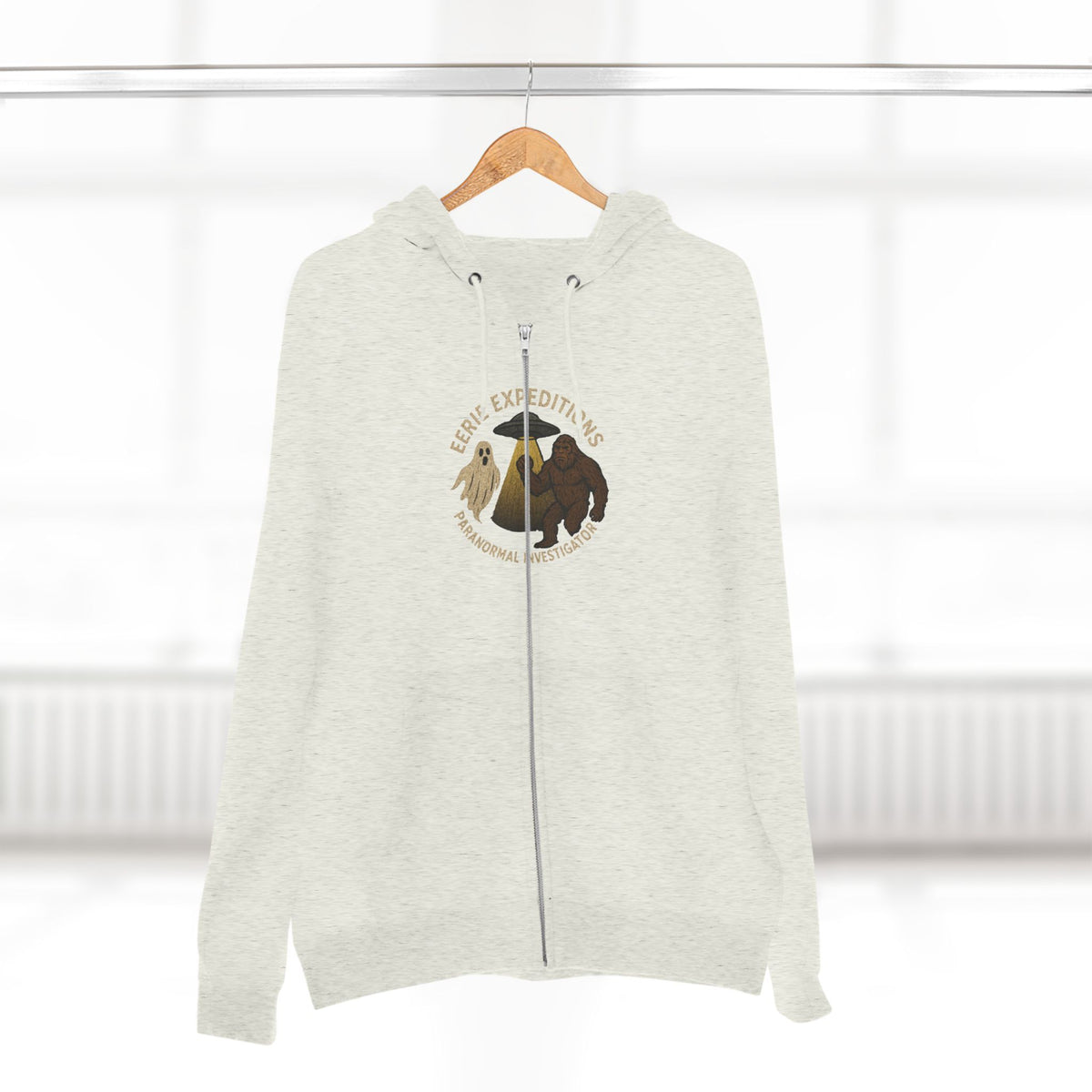 Clown Motel Zip Hoodie — Retro RV Road Trip Graphic Zip-Up