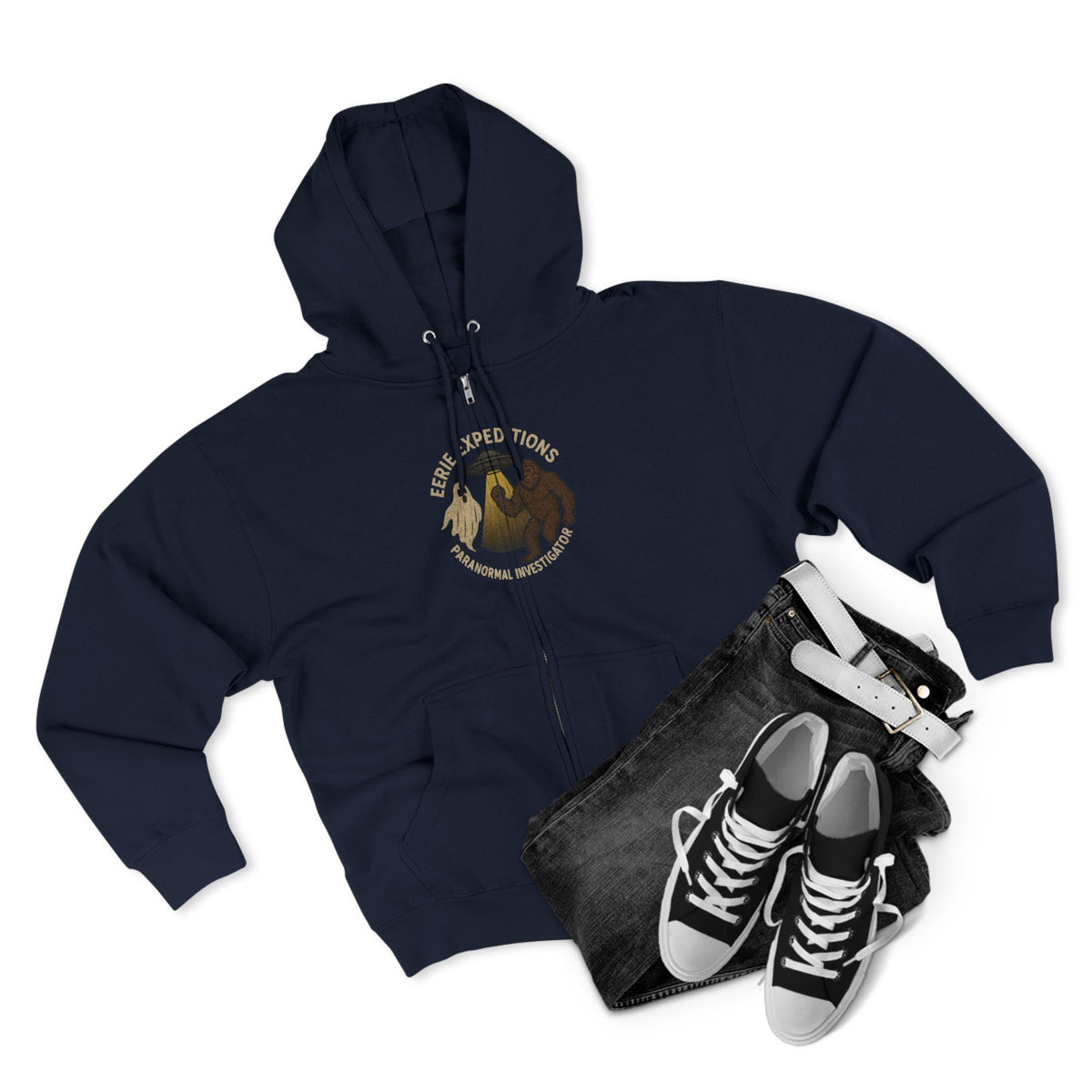 Clown Motel Zip Hoodie — Retro RV Road Trip Graphic Zip-Up