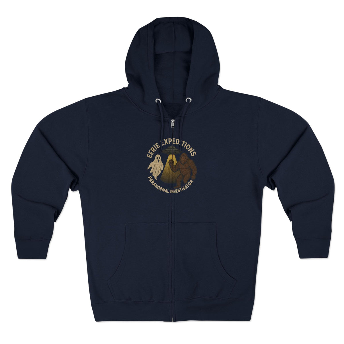 Clown Motel Zip Hoodie — Retro RV Road Trip Graphic Zip-Up