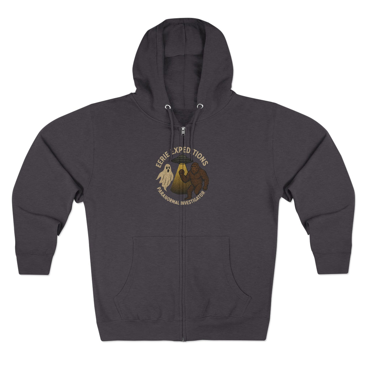 Clown Motel Zip Hoodie — Retro RV Road Trip Graphic Zip-Up
