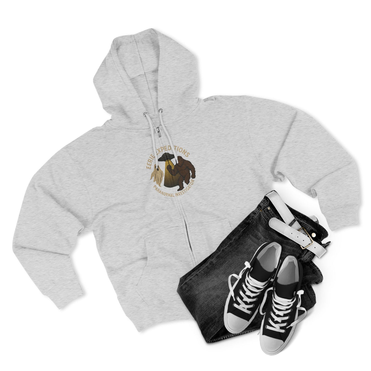Clown Motel Zip Hoodie — Retro RV Road Trip Graphic Zip-Up